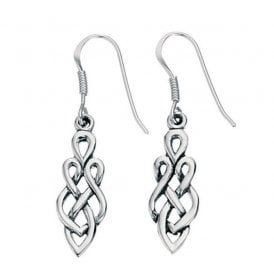 Silver Celtic Design Drop Earrings