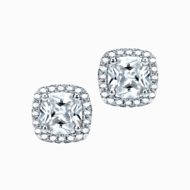 Real Effect Princess Halo Stud Earrings RE23604CZ