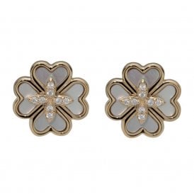 Unique & Co Gold Plated 4 Leaf Clover Stud Earrings ME-931GO