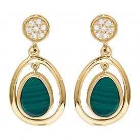 Unique & Co Goldplated Malachite Drop Earrings ME-879