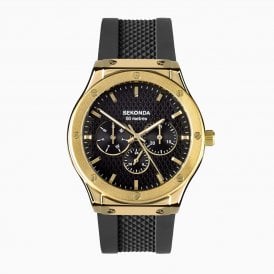 Sekonda Titan Gold Case and Black Strap Watch 30233