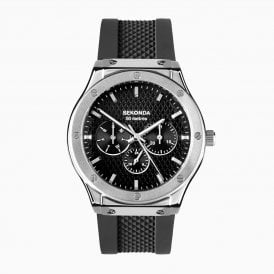 Sekonda Titan Silver Case and Black Strap Watch 30230