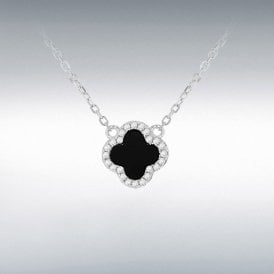Clover Black Agate Pendant
