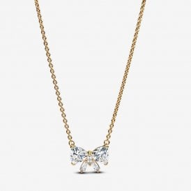 Pandora 14k Gold Plated Sparkling Bow Necklace 363508C01
