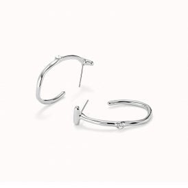 UNOde50 Ser Indomable Silver-Plated White Topaz Hoops 0959