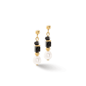Coeur De Lion Gold Pearls & Onyx Earrings 1132211314
