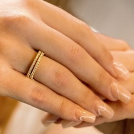 Attorno Memoire Gold Plated Double Row Flexible Ring
