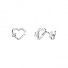 Cubic Zirconia Heart Stud Earrings SE676C