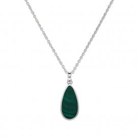 Unique & Co Drop Malachite & Silver Necklace MK-907