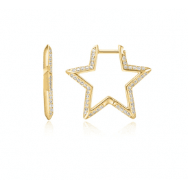 Ania Haie Gold Medium Star Pavé Hoop Earrings E064-05G