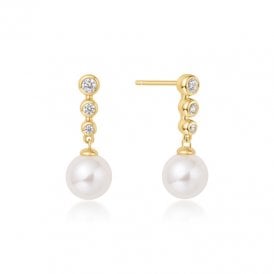 Ania Haie Gold Tennis Beaded Stone Pearl Earrings E065-03G