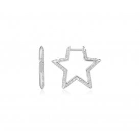 Ania Haie Silver Medium Star Pavé Hoop Earrings E064-05H