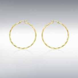 Ibb 9ct Yellow Gold Tube Diamond Cut Hoop 1.51.2649