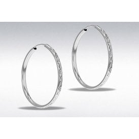 Ibb Sterling Silver Diamond Cut Hoop Earring 8.51.3190