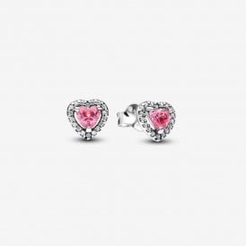 Pandora Elevated Pink Heart Stud Earrings 298427C02