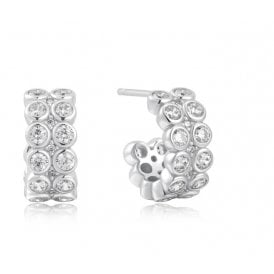 Ania Haie Silver Double Row Cubic Zirconia Earrings E058-04H