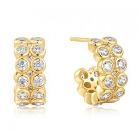 Ania Haie Gold Double Row Cubic Zirconia Stud Earrings E058-04G