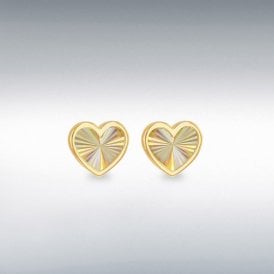 Ibb 9ct Yellow Gold Rainbow Heart Stud Earrings 1.55.9538