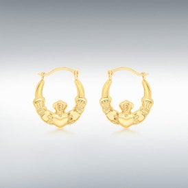 Ibb 9ct Yellow Gold Claddagh Creole Earrings 1.53.4499