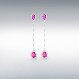 Ibb Sterling Silver Red and White Teardrop Earring 8.57.0060