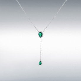 Ibb Green and White Teardrop Necklace 8.13.8230
