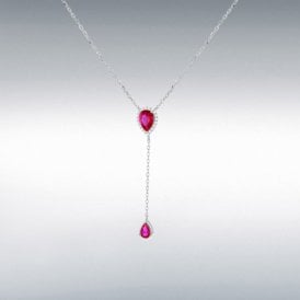 Ibb Rhodium Plated Red and White Teardrop 8.13.8210