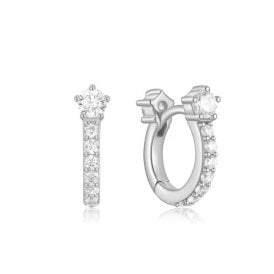 Ania Haie Silver Sparkling Pavé Huggie Hoop Earrings E066-04H