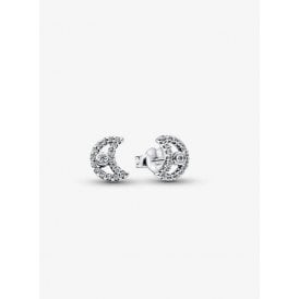Pandora Sparkling Moon Stud Earrings Silver 294257C01