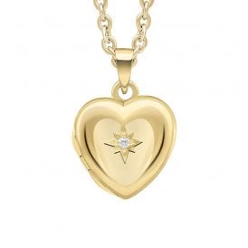 Gecko Starburst Heart Locket Pendant with Gold Plating P5441C