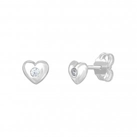 Kurate Sterling Silver CZ Heart Earrings SE312D