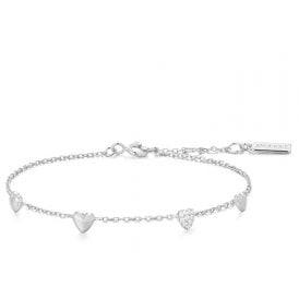 Ania Haie Silver Pavé Puffed Heart Station Bracelet B074-06H