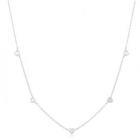 Ania Haie Silver Pavé Puffed Heart Station Necklace N074-05H