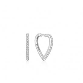 Ania Haie Silver Medium Heart Huggie Hoop Earrings E074-08H