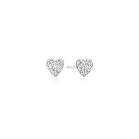 Ania Haie Silver Pavé Heart Stud Earrings E074-01H