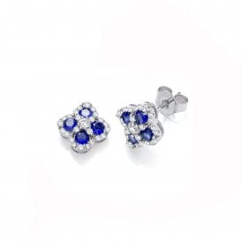 J Jaz Blue Four Leaf Clover Cz Stud Earrings JZER185