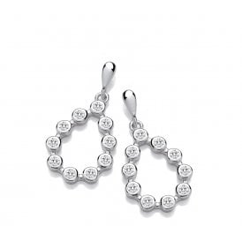 J Jaz Silver Rubover Teardrop CZ Earrings JZER183