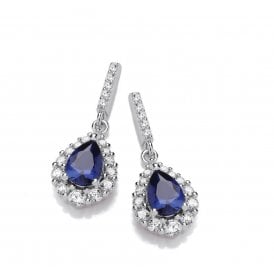 J Jaz Blue Teardrop CZ Silver Earrings JZER182