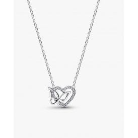 Pandora Entwined Heart & Butterfly Pendant Necklace 394477C01-45