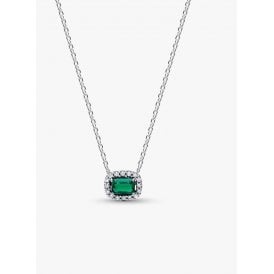 Pandora Rectangular Sparkling Green Halo Necklace 394503C01-45