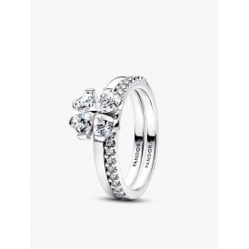 Pandora Sparkling Lucky Clover Splittable Ring 194507C01-50