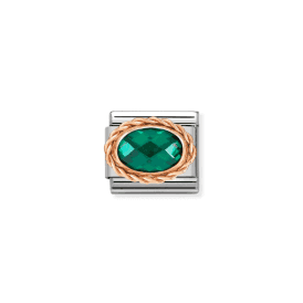 Nomination Classic Rose Gold Emerald Green Charm 430603/027