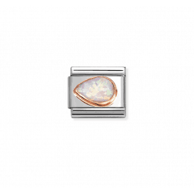 Classic Rose Gold Pink Opal Left Teardrop Charm 430513/38