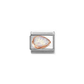 Classic Rose Gold Pink Opal Right Teardrop Charm 430514/38
