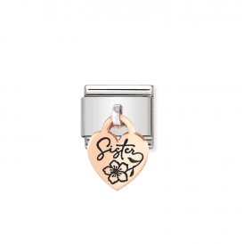 Nominaiton Classic Rose Sister Flower Heart Charm 431803/05