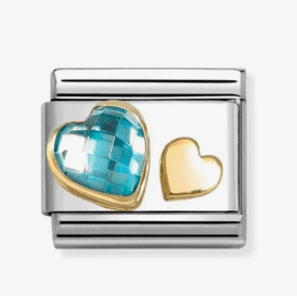 Nomination Classic Gold Hearts Blue Zirconia Charm 030613/07