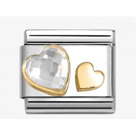 Nomination White/Gold Heart Composable Charm 030613/08