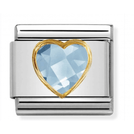 Nomination Lt Blue Heart Faceted  Charm 030610/006