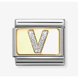 Nomination Letter V Glitter Composable Charm 030291/22
