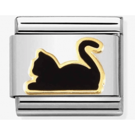 Nomination Classic Gold Black Cat Charm 030272/80