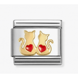 Nomination 2 Cats With Hearts Composable Charm 030285/70